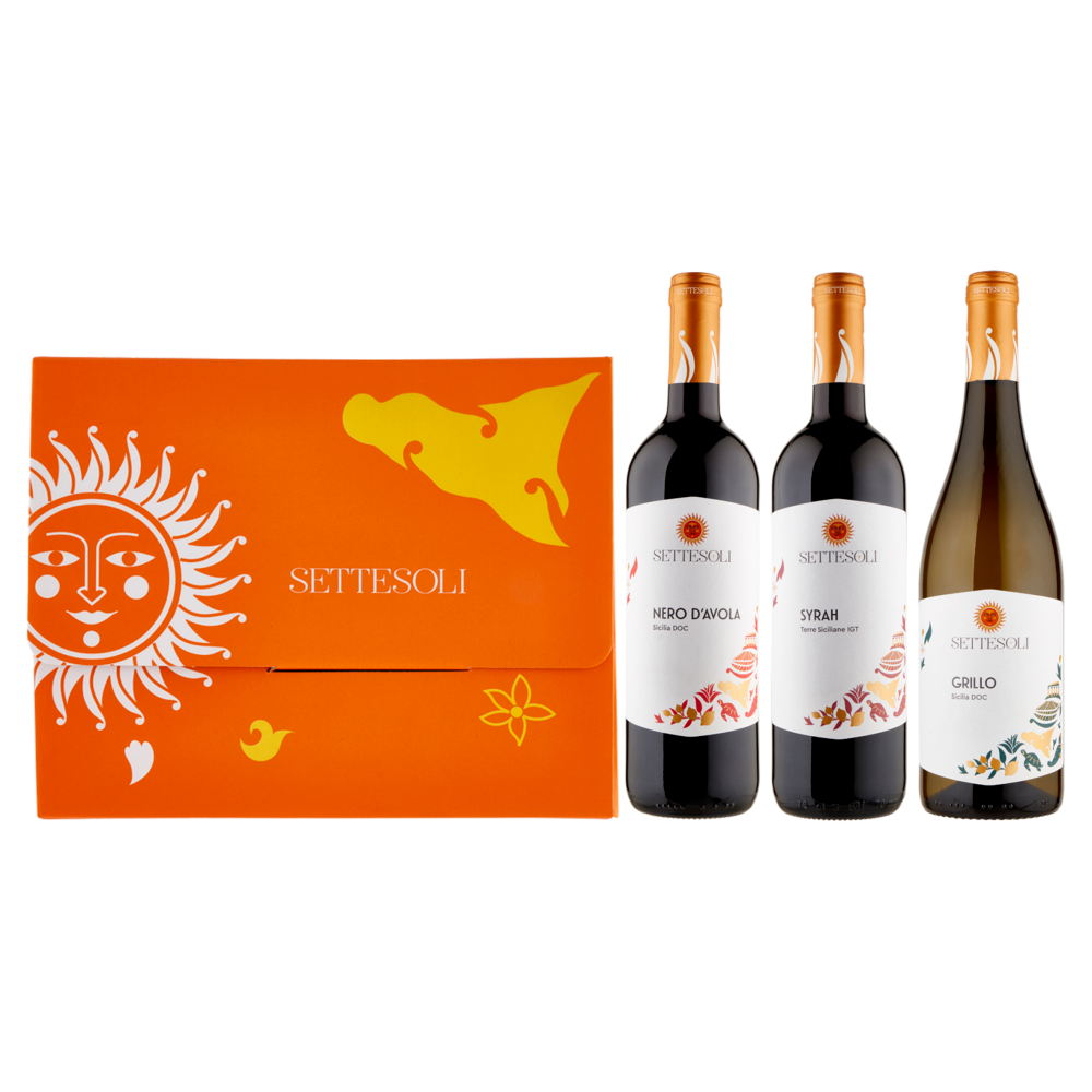 Settesoli Nero d'Avola Sicilia DOC, Syrah Terre Siciliane IGT, Grillo Sicilia DOC 3x75cl
