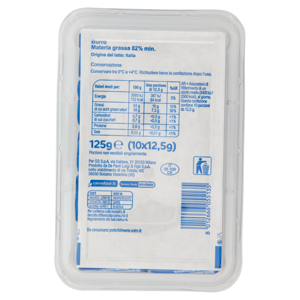 Carrefour Classic Burro 10 x 12,5 g