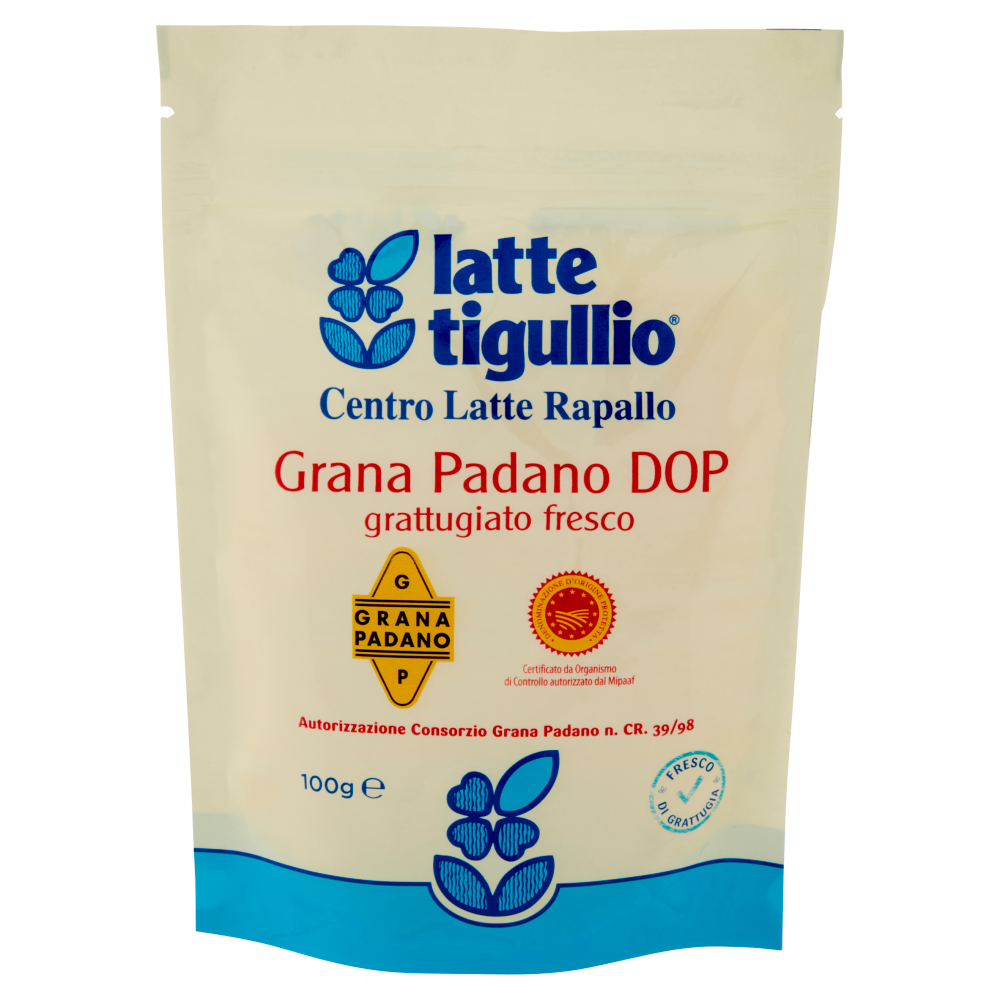latte tigullio Grana Padano DOP grattugiato fresco 100 g