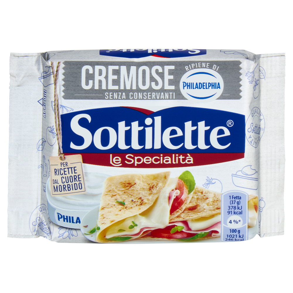 Sottilette Le Specialità Cremose - formaggio fuso a fette ripieno di Philadelphia - 185 g
