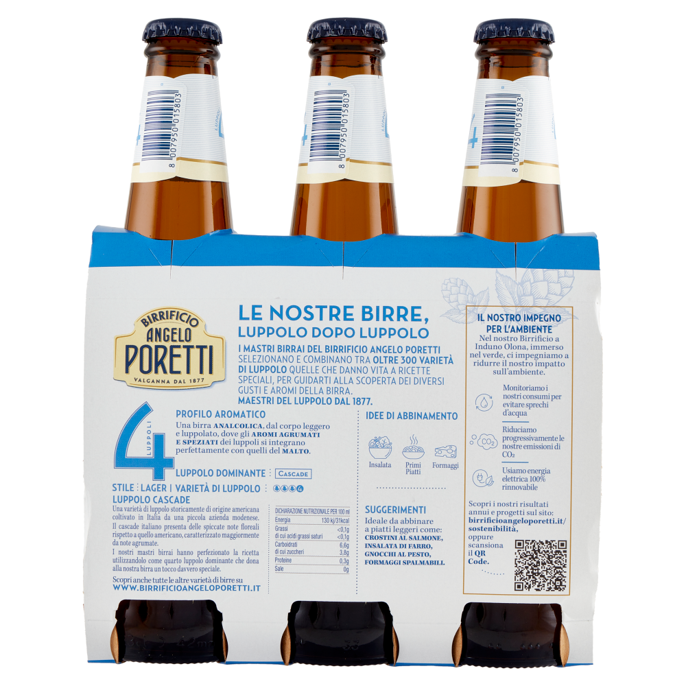 Birrificio Angelo Poretti Analcolica Zero 4 Luppoli 3 x 33 cl