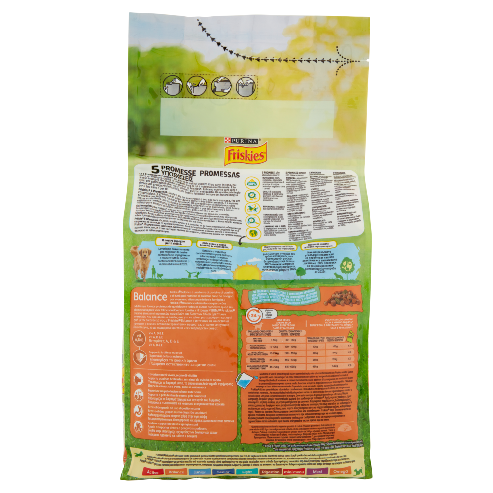 PURINA FRISKIES Cane Balance con un gustoso mix di Pollo e Manzo e con verdure 1,5 kg