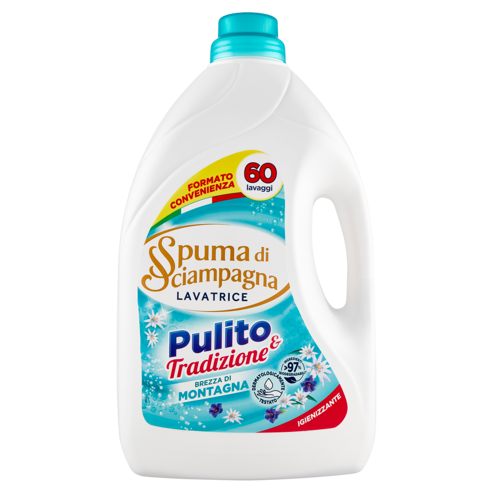 Spuma di Sciampagna Pulito & Tradizione Lavatrice Igienizzante Brezza Montagna 3000 ml
