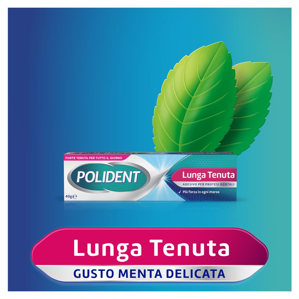  Polident Lunga Tenuta Adesivo per Protesi Dentiera, fino a 12 ore, 40gr