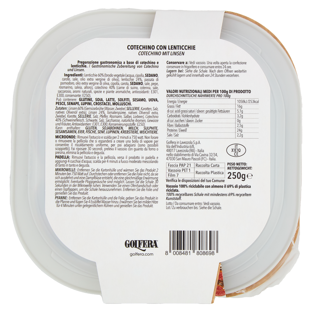 Golfera Ben Fatto Cotechino con Lenticchie 250 g