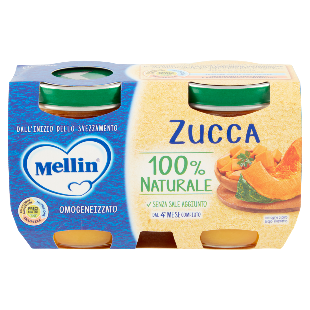 Mellin Zucca 100% Naturale Omogeneizzato 2 x 125 g