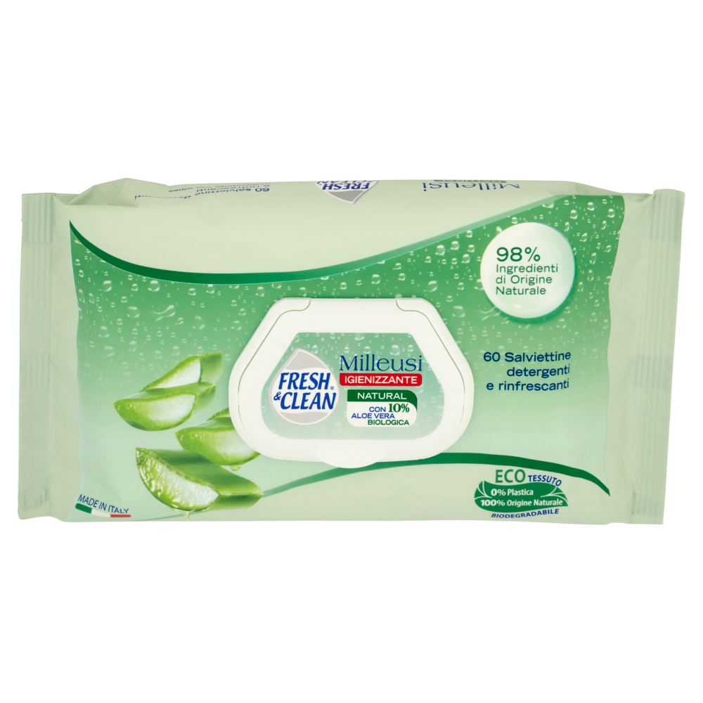 Fresh & Clean Milleusi Natural Igienizzante Salviettine 60 pz
