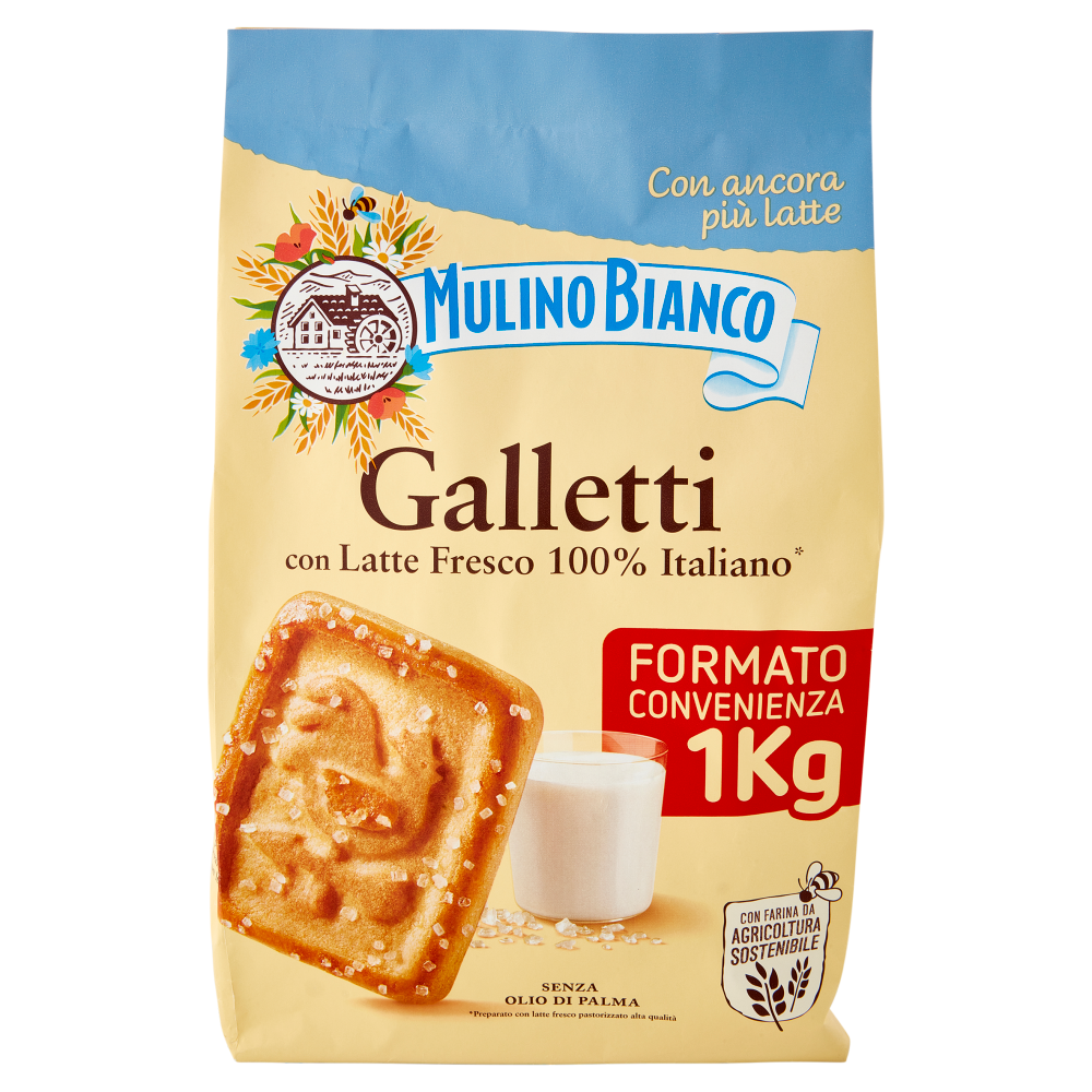 Mulino Bianco Galletti Biscotti con Latte Fresco 100% Italiano 1Kg