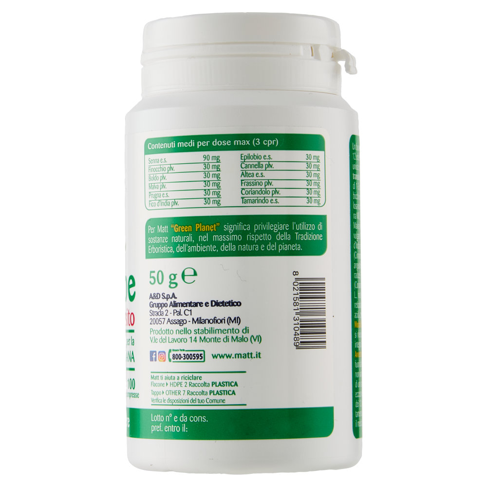 Matt Erboristeria le 12 erbe del buon transito 100 compresse 50 g