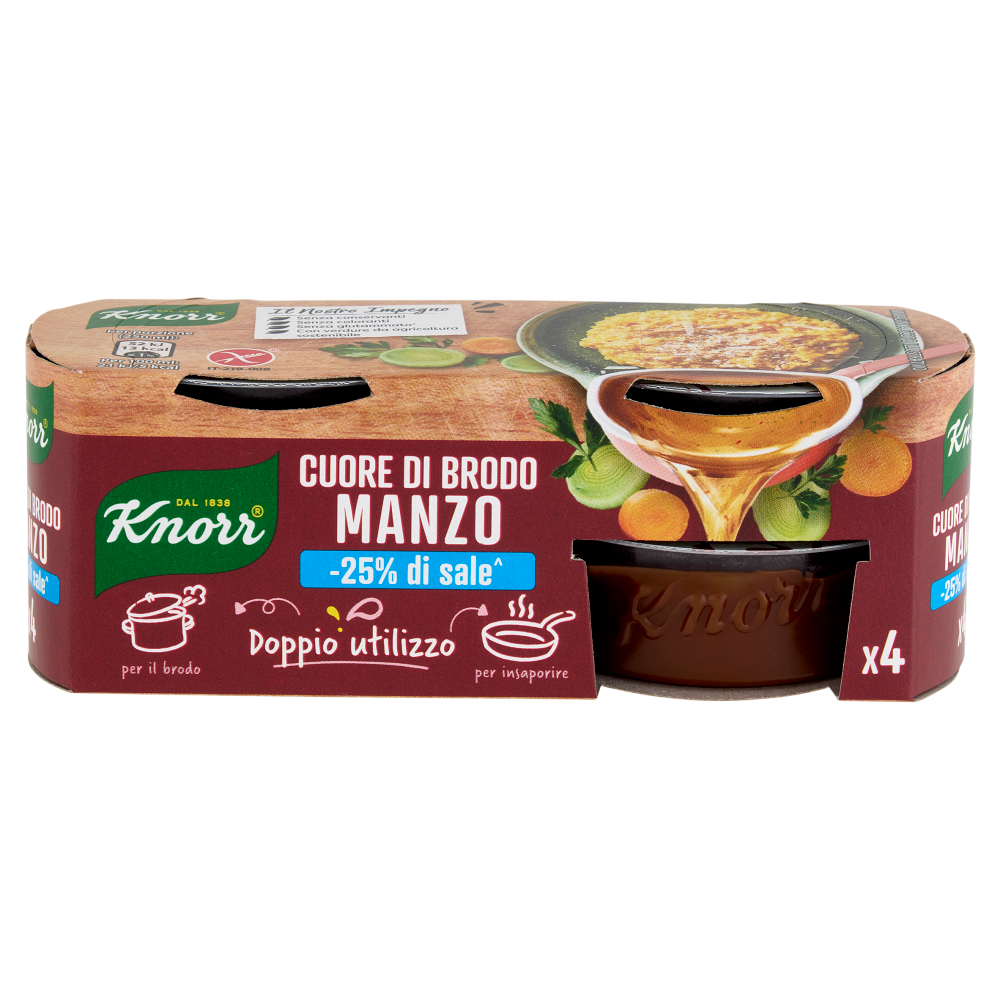 Knorr Cuore di Brodo Manzo -25% di Sale^ 4 x 28 g