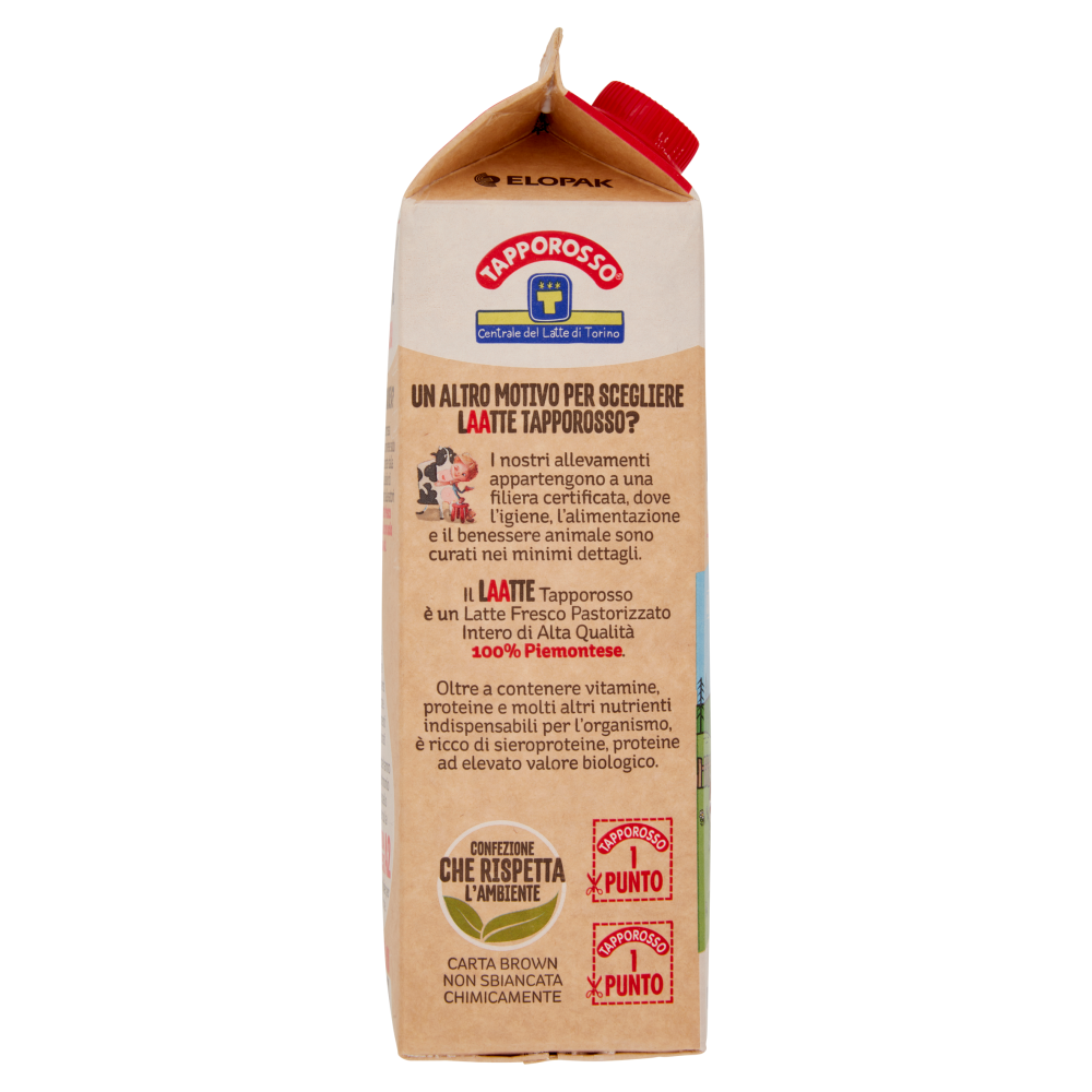 Centrale del Latte di Torino Tapporosso Laatte Latte Fresco Pastorizzato Intero Alta Qualit&agrave; 1000 ml
