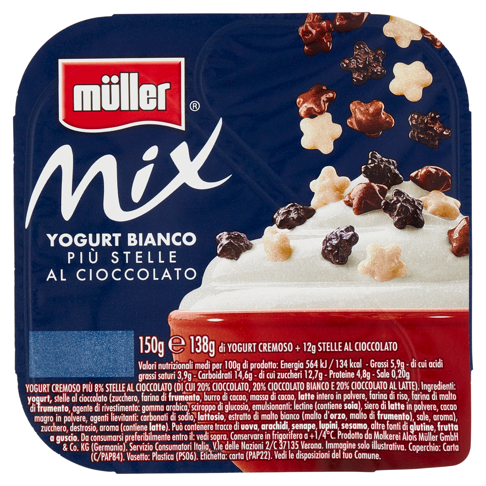 müller Mix Yogurt Bianco Più Stelle al Cioccolato 150 g