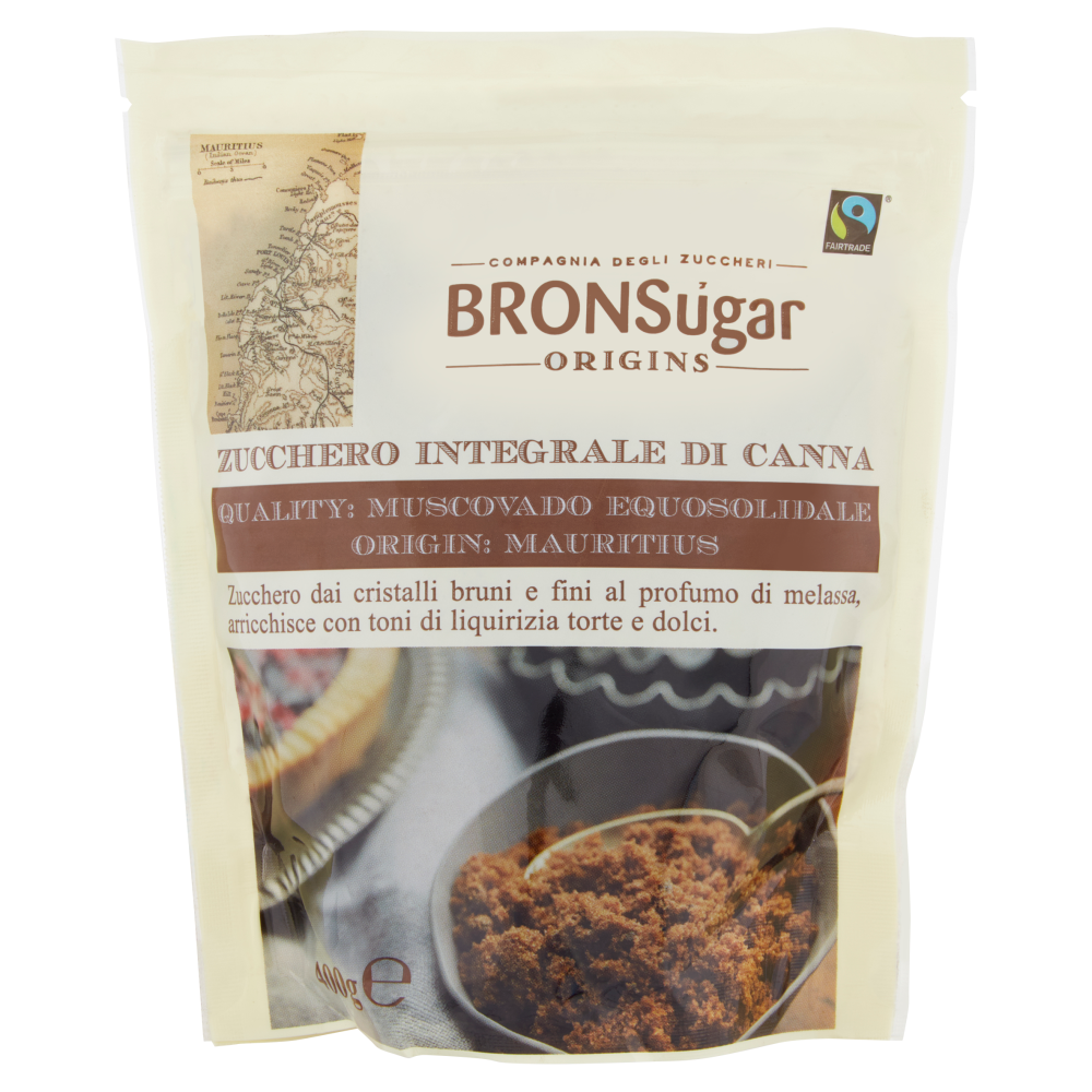 BronSugar Origins Zucchero Integrale di Canna Quality Muscovado Equosolidale Origin Mauritius 400 g