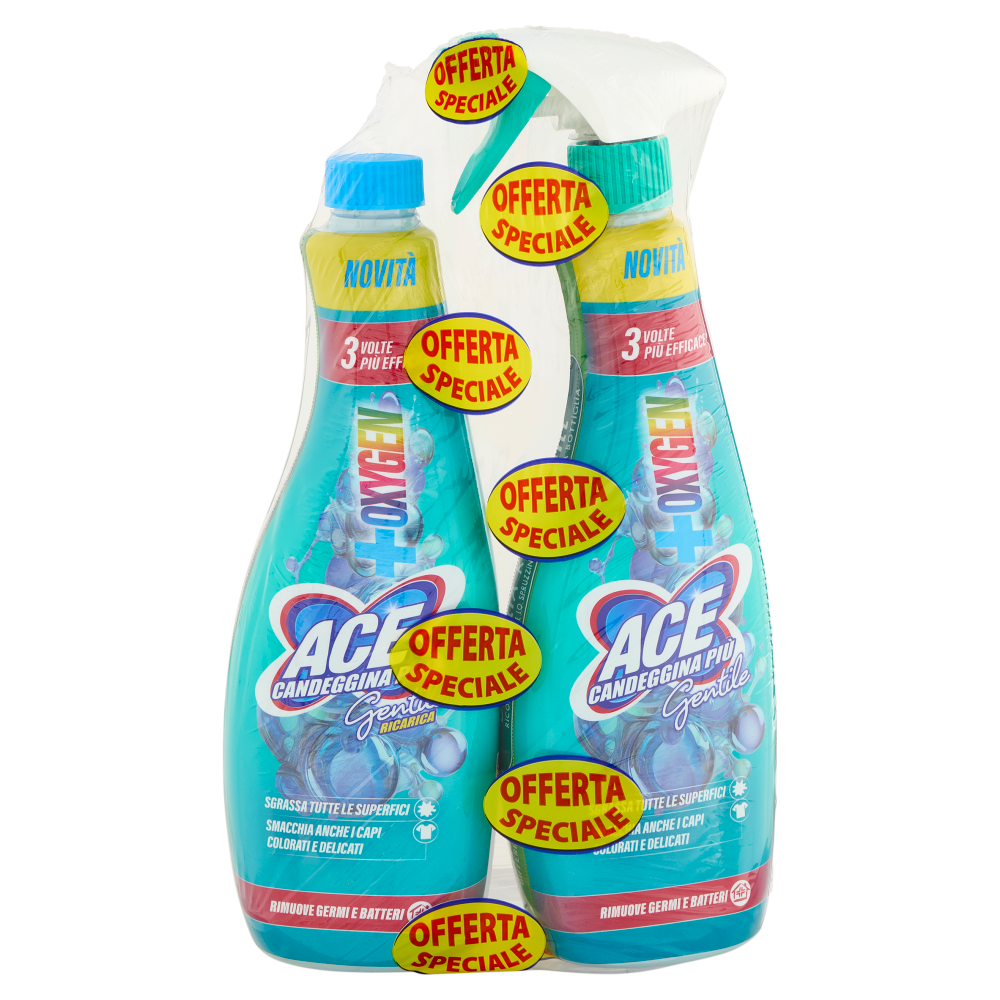Ace Candeggina Pi&ugrave; Gentile +Oxygen + Ricarica 2 x 650 ml
