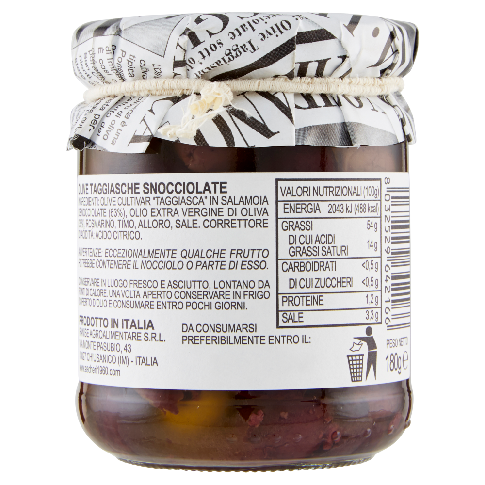 Ascheri 1960 Olive Taggiasche Snocciolate in olio extra vergine di oliva 180 g