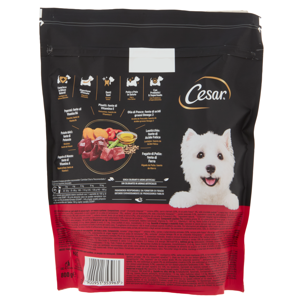 Cesar Cibo Secco Cani Manzo Pollame Verdure 800 g