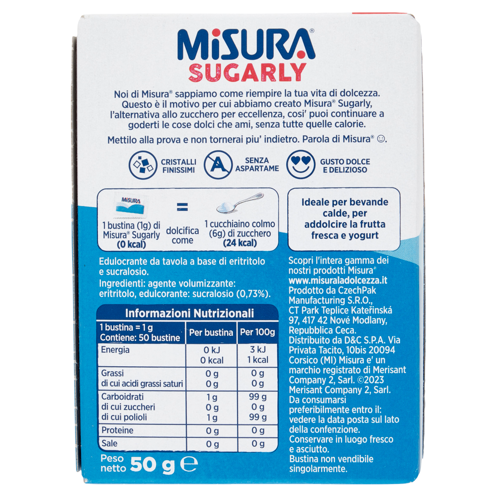 Misura Sugarly Bustine 50 x 1 g