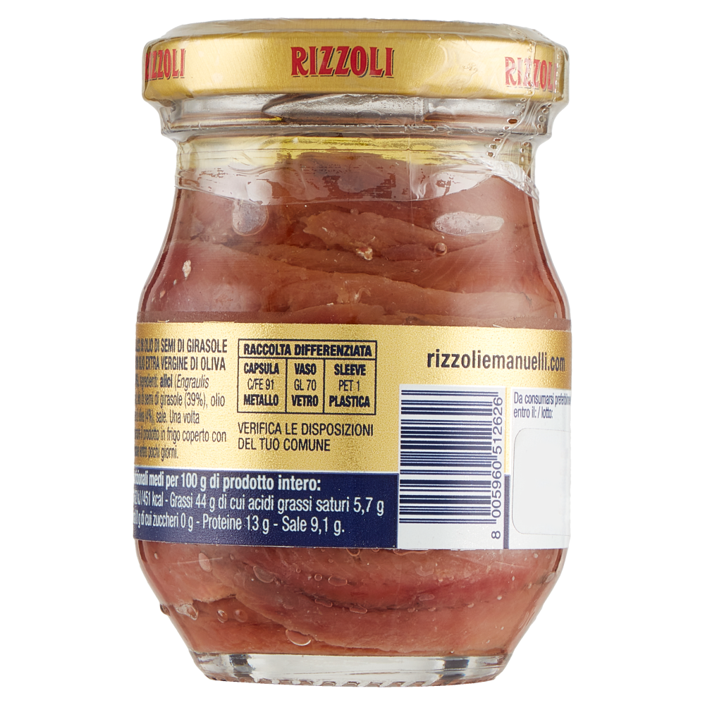 Rizzoli Filetti di Alici in Olio 100% Italiano 90 g