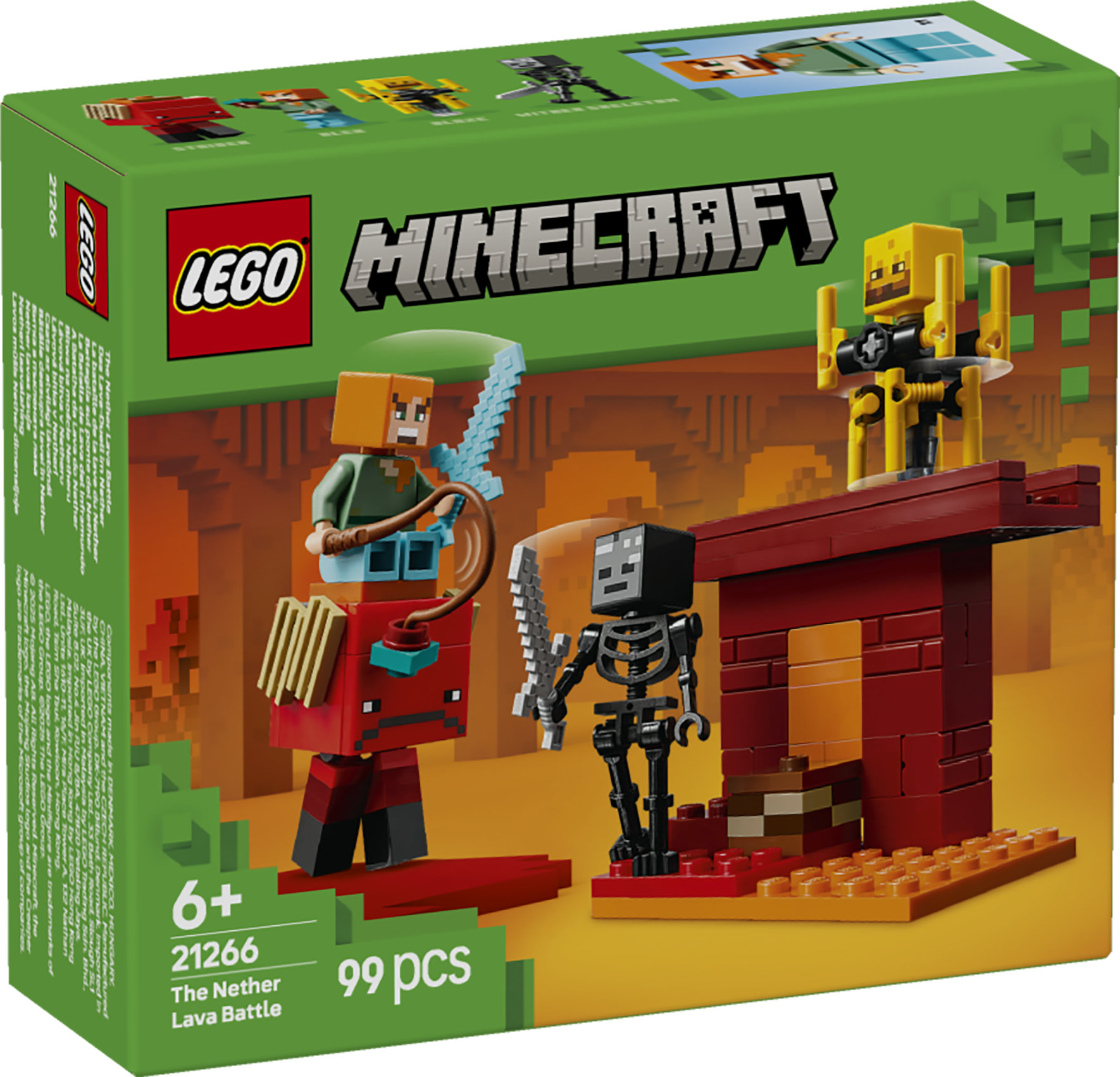 LEGO Minecraft 21266 Battaglia sul Ponte del Nether, Gioco d'Avventura Bambini 6+ con Funzioni e 4 Personaggi dal Videogioco