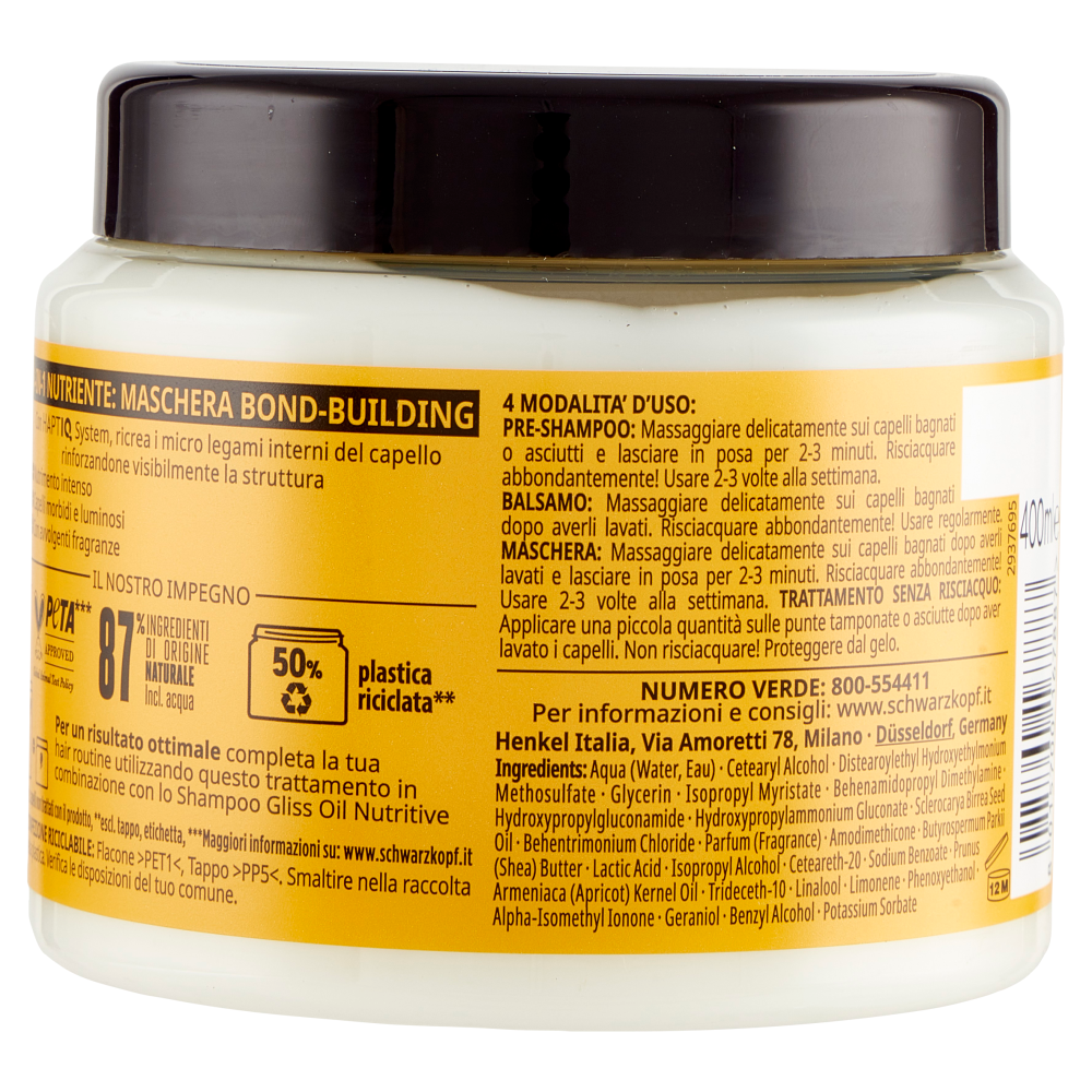 Gliss 4-in-1 Nutriente Maschera Bond-Building per Capelli 400 ml