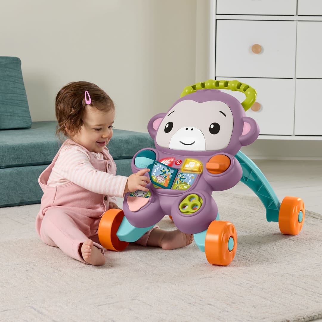 Fisher-Price Scimmietta Viola Primi Passi, Giocattolo Per L'Apprendimento Per Neonati Con Musica E Luci, Versione Italiana