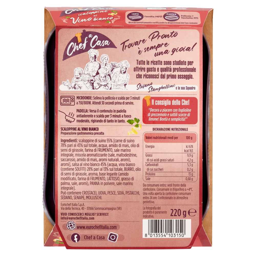 Chef a Casa scaloppine al Vino bianco 220 g