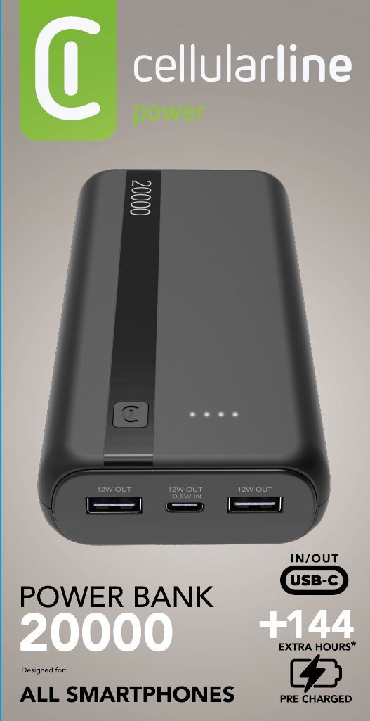 Cellularline Power Bank 20000 Caricabatterie Portatile 20000mAh