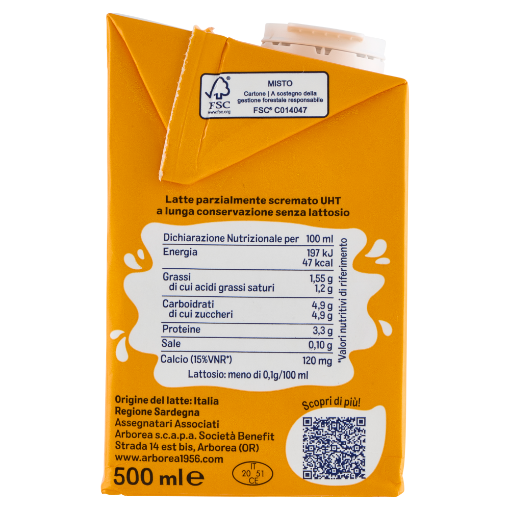 Arborea Ad Latte Parzialmente Scremato ad Alta Digeribilit&agrave; Senza Lattosio 500 ml