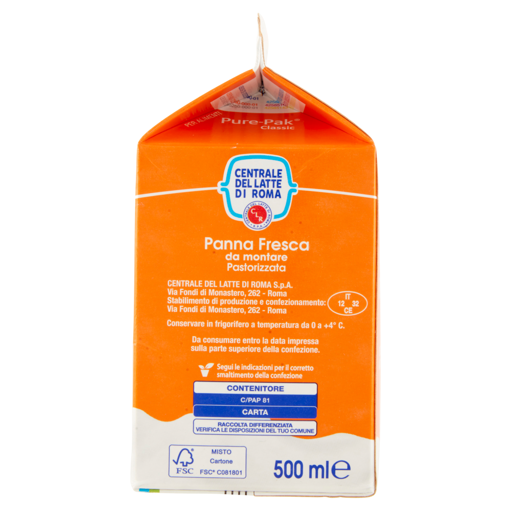 Centrale del Latte di Roma Panna Fresca da montare Pastorizzata 500 ml