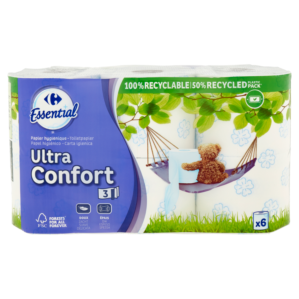 Carrefour Essential Carta igienica Ultra Confort 3 veli 6 pz