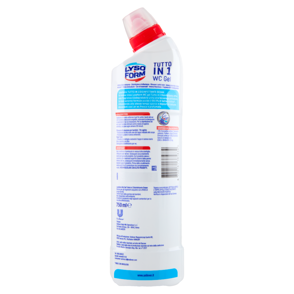 Lysoform Wc Gel Disinfettante Tutto in 1 Ocean 750 ml