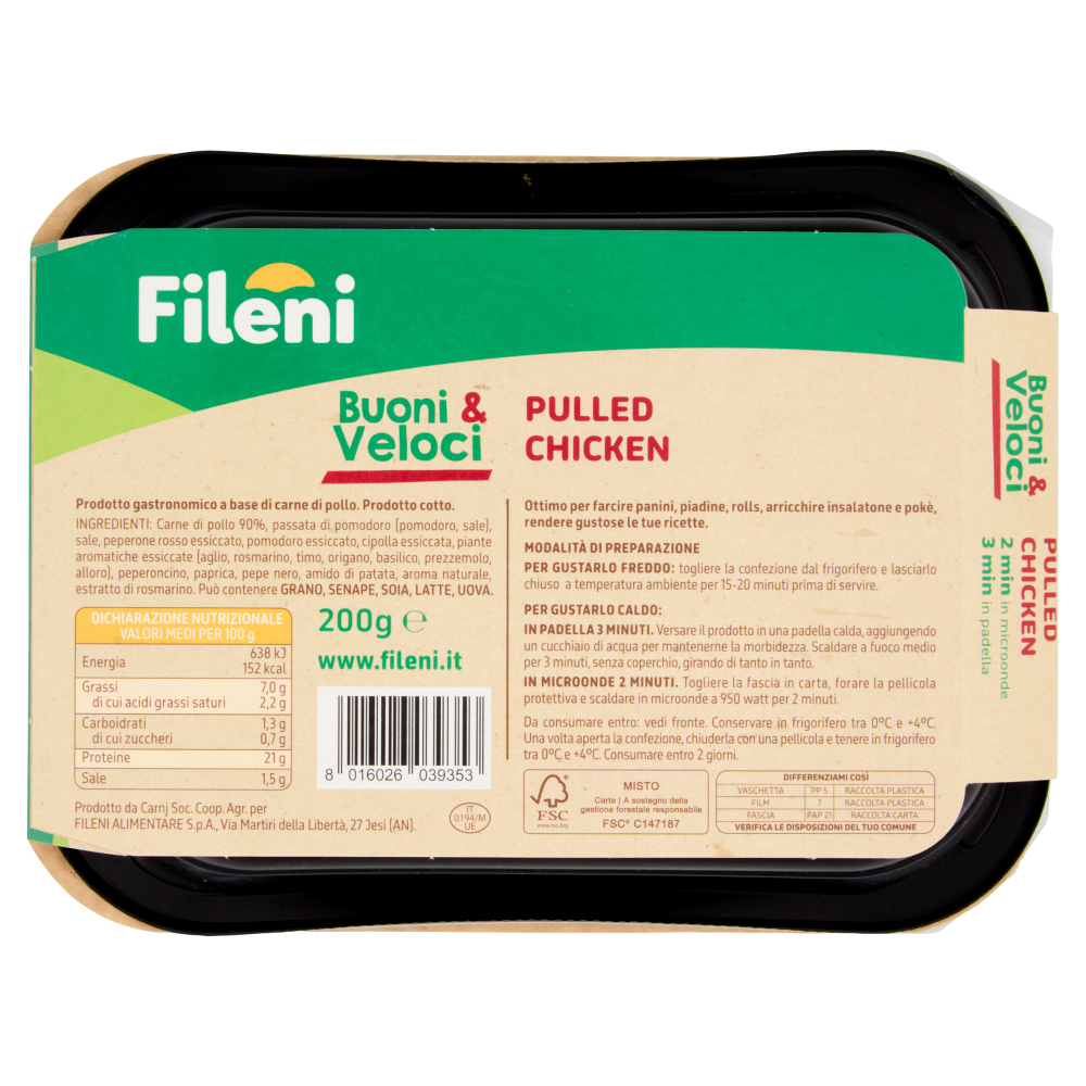 Fileni Buoni & Veloci Pulled Chicken 200 g