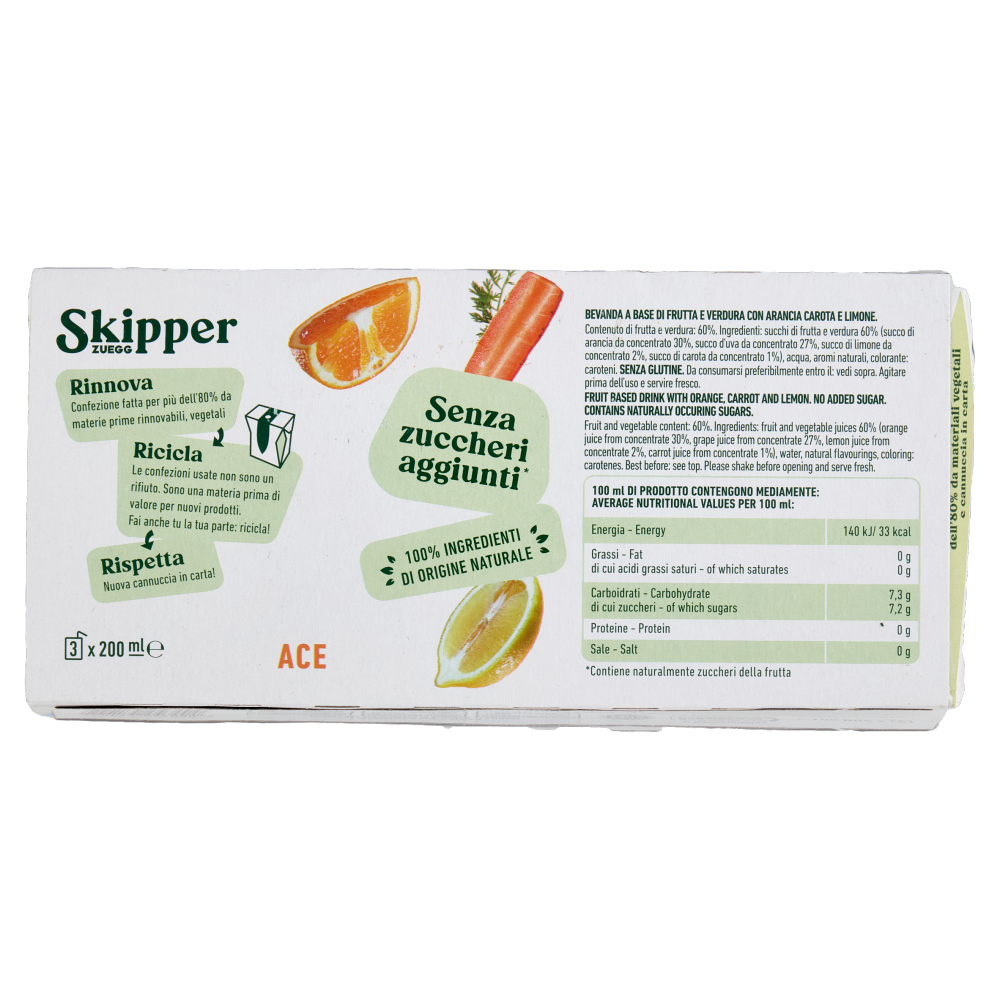 Zuegg Skipper ACE Senza zuccheri aggiunti* 3 x 200 ml