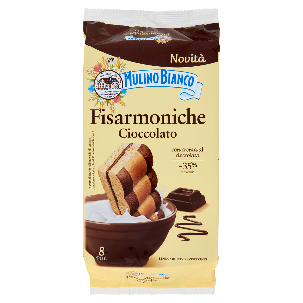 Mulino Bianco Fisarmoniche Cioccolato Merenda 8 pezzi 296g