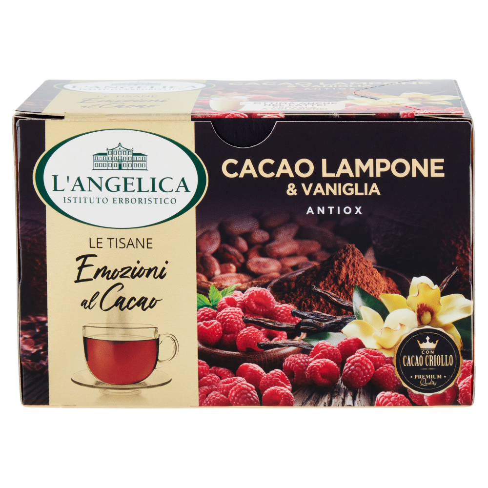 L'Angelica Le Tisane Emozioni al Cacao Cacao Lampone & Vaniglia Antiox 15 Filtri 24,75 g