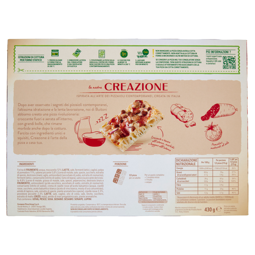 Buitoni Creazione Salame Pizza surgelata 430 g