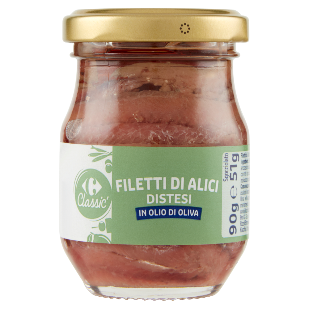Carrefour Classic Filetti di Alici Distesi in Olio di Oliva 90 g