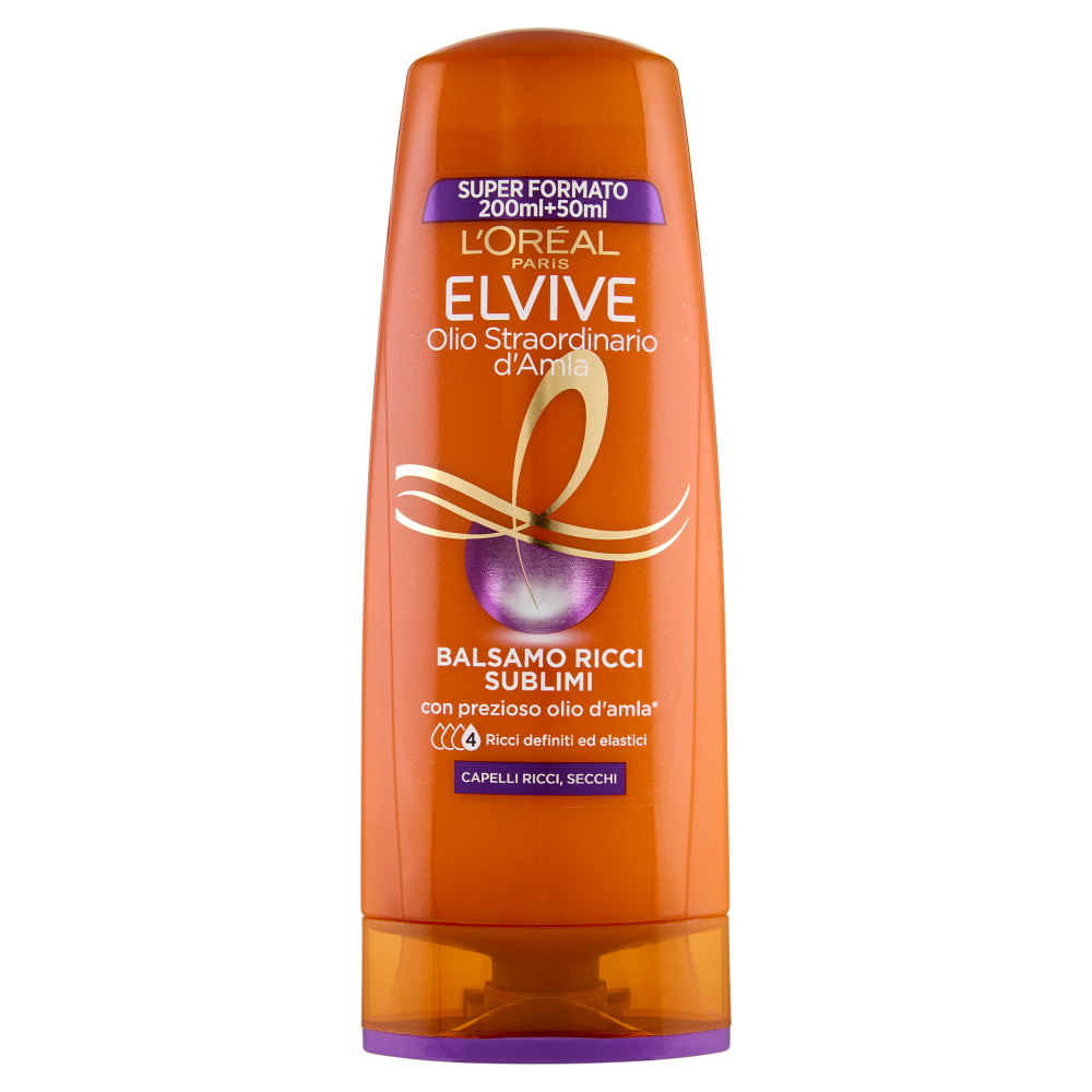 Elvive Olio Straordinario d'Amla Balsamo Ricci Sublimi, per Capelli Ricci e Secchi, 250 ml