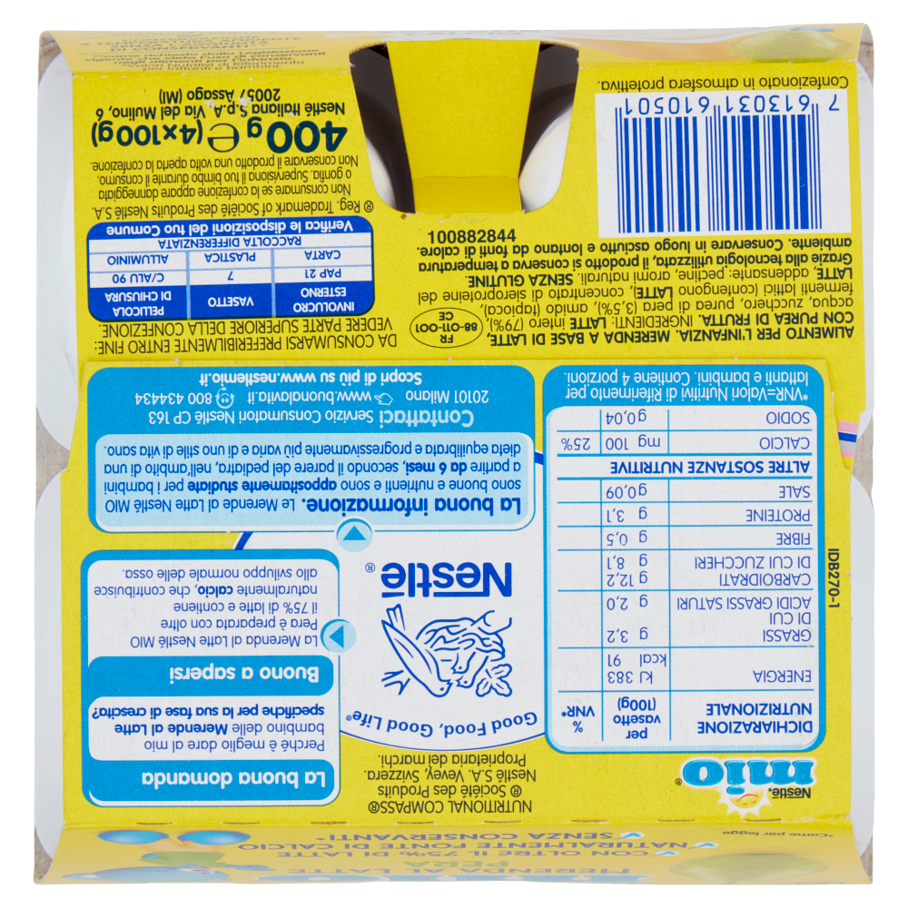 NESTLÉ MIO Merenda al Latte Pera da 6 mesi 4 vasetti da 100g