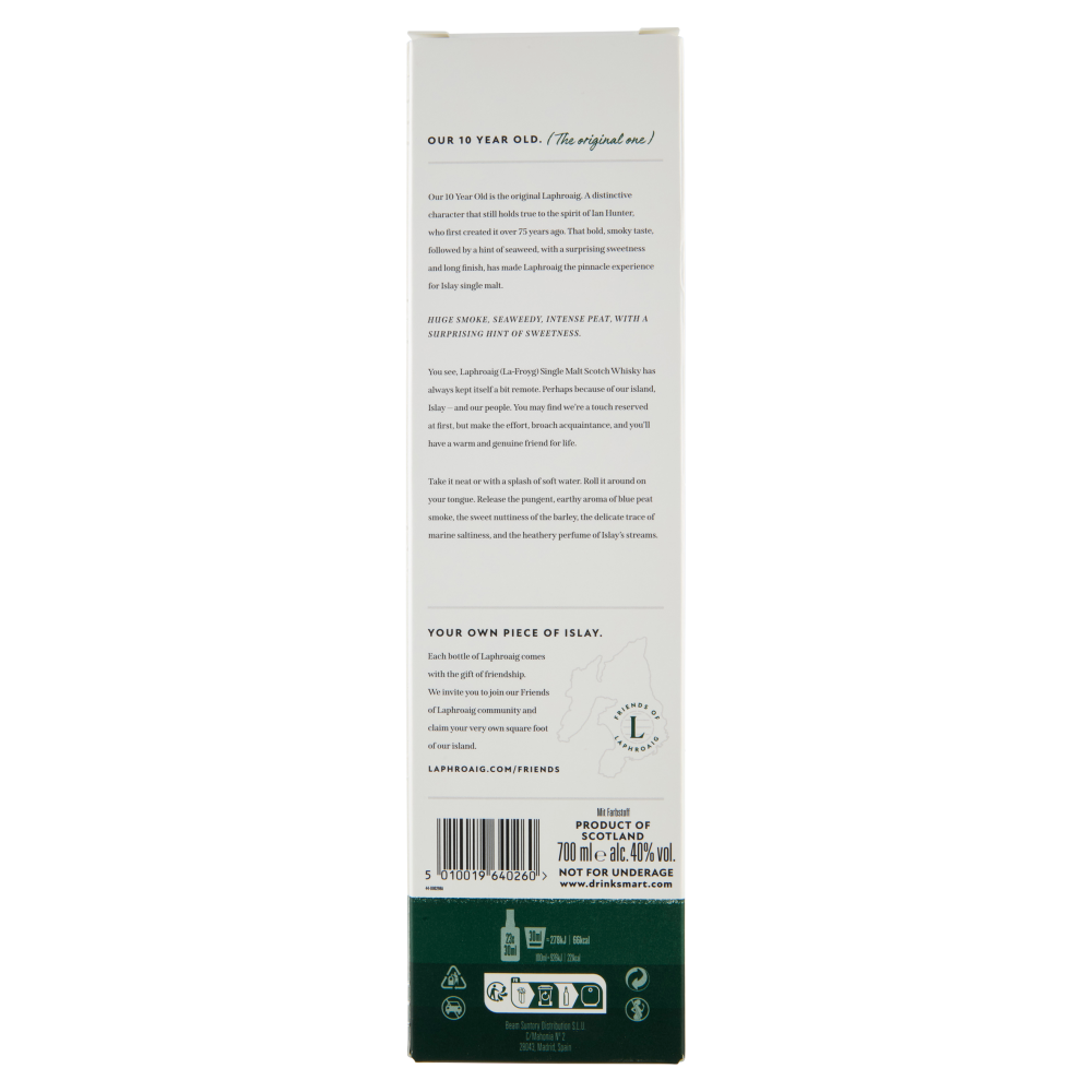 Laphroaig Aged 10 Years Islay Single Malt Scotch Whisky 700 ml
