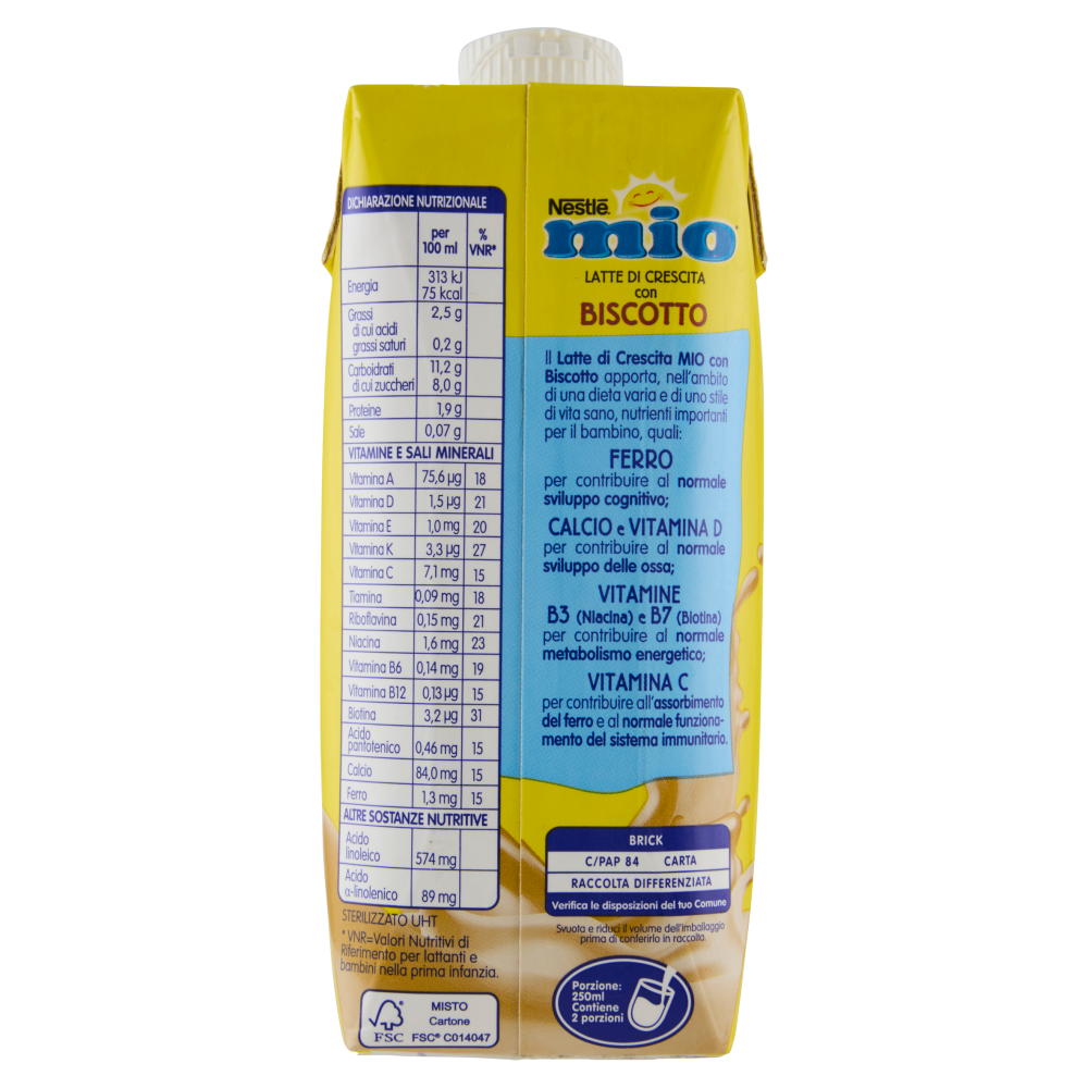 NESTLÉ MIO Latte di Crescita con Biscotto Liquido Brick 500ml