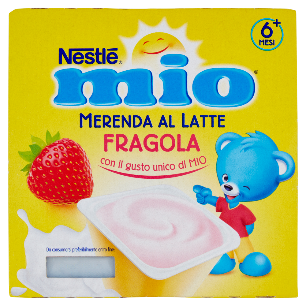 NESTLÉ MIO Merenda al Latte Fragola da 6 mesi 4 vasetti da 100 g