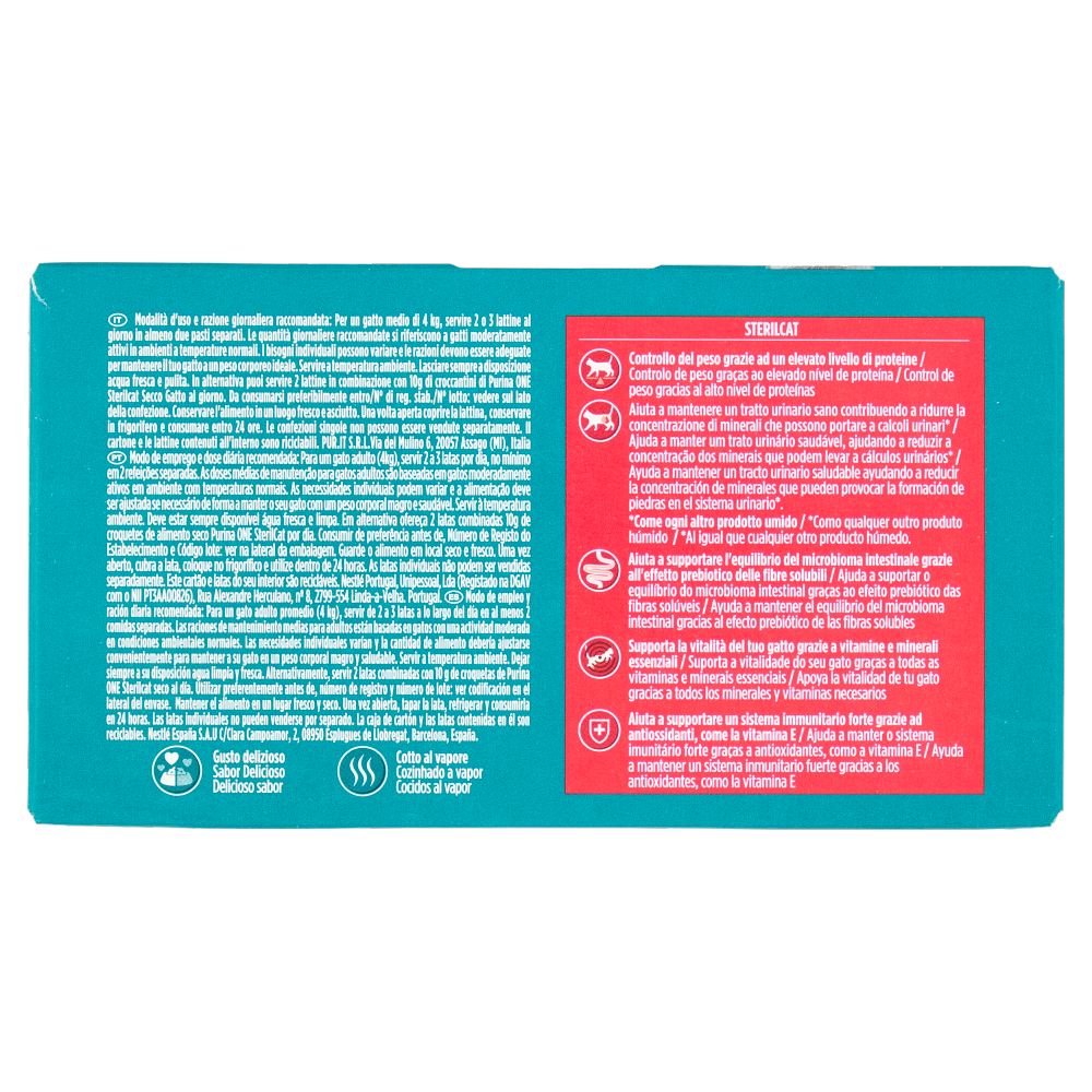 PURINA ONE Sterilcat Terrine Salmone e Carote, Tacchino e Spinaci 4 x 85g