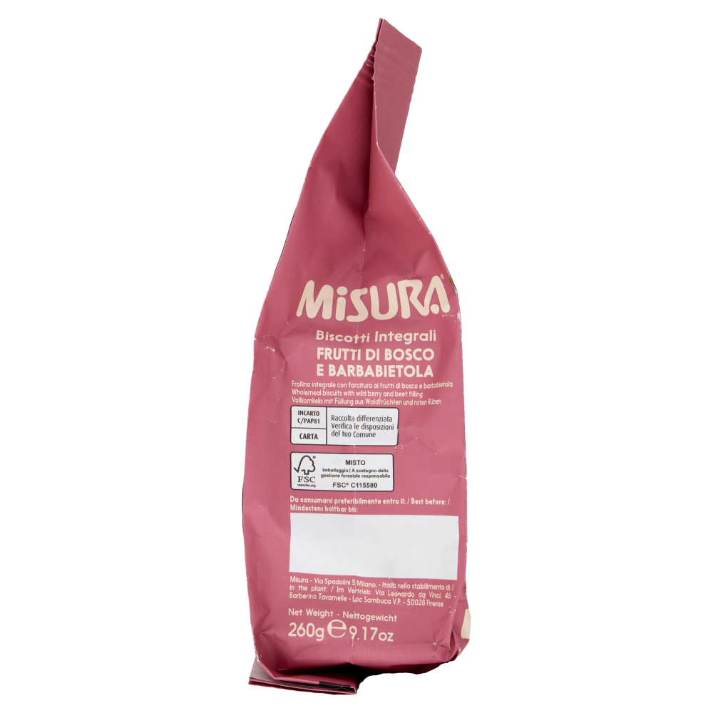 Misura Fibrextra Biscotti integrali Frutti di Bosco e Barbabietola 260 g