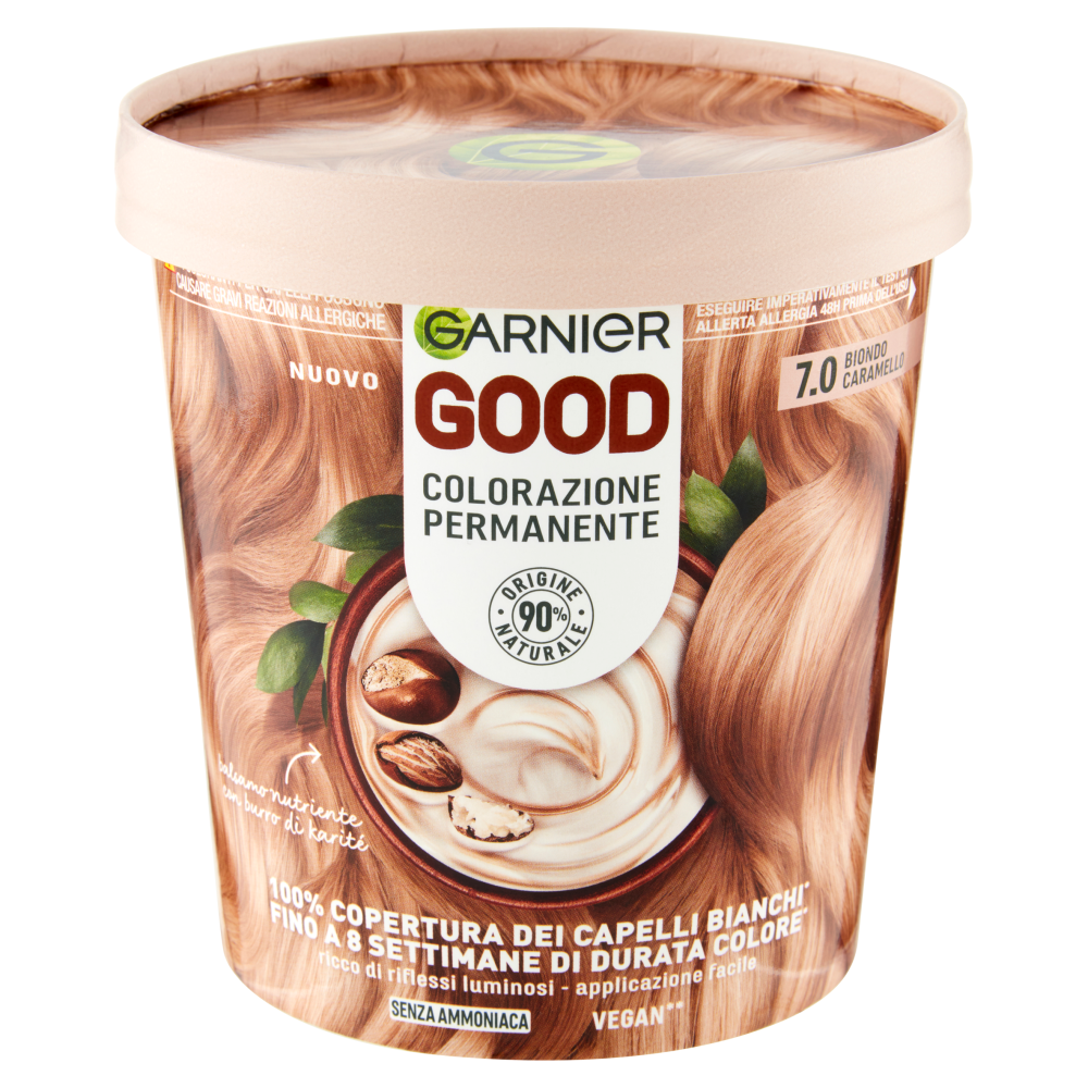 Garnier GOOD 7.0 Biondo Caramello, colorazione permanente senza ammoniaca, 90% di origine naturale