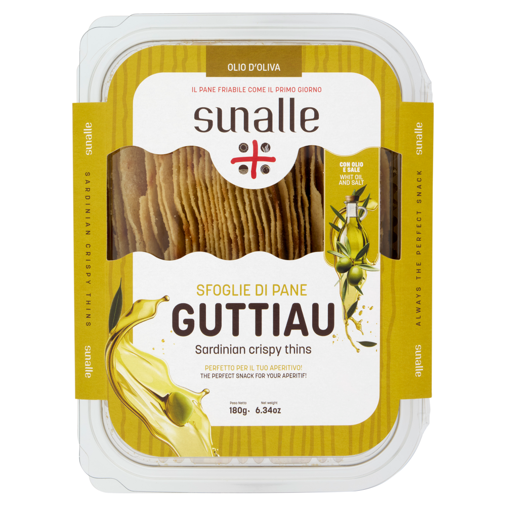 sunalle Sfoglie di Pane Guttiau Olio d'Oliva 180 g
