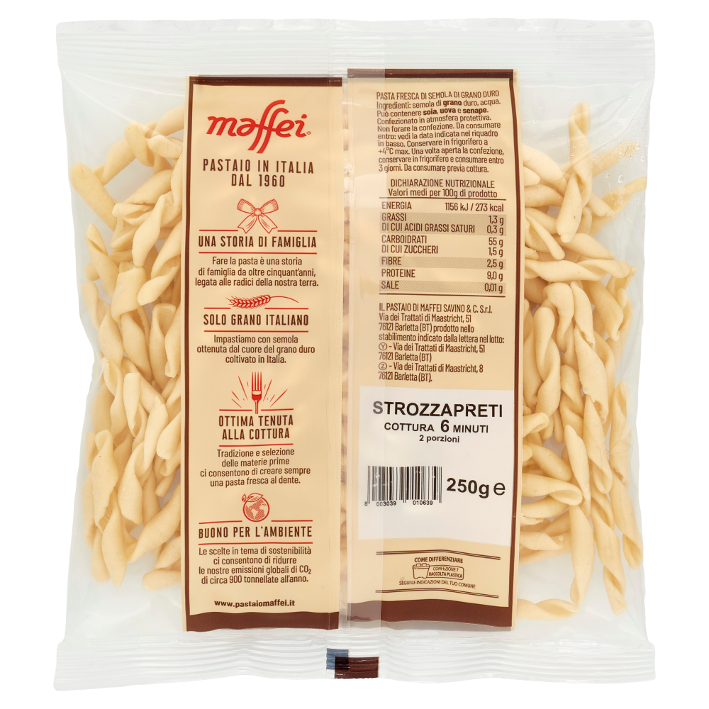 maffei Pasta Fresca di Semola di Grano Duro Strozzapreti 250 g