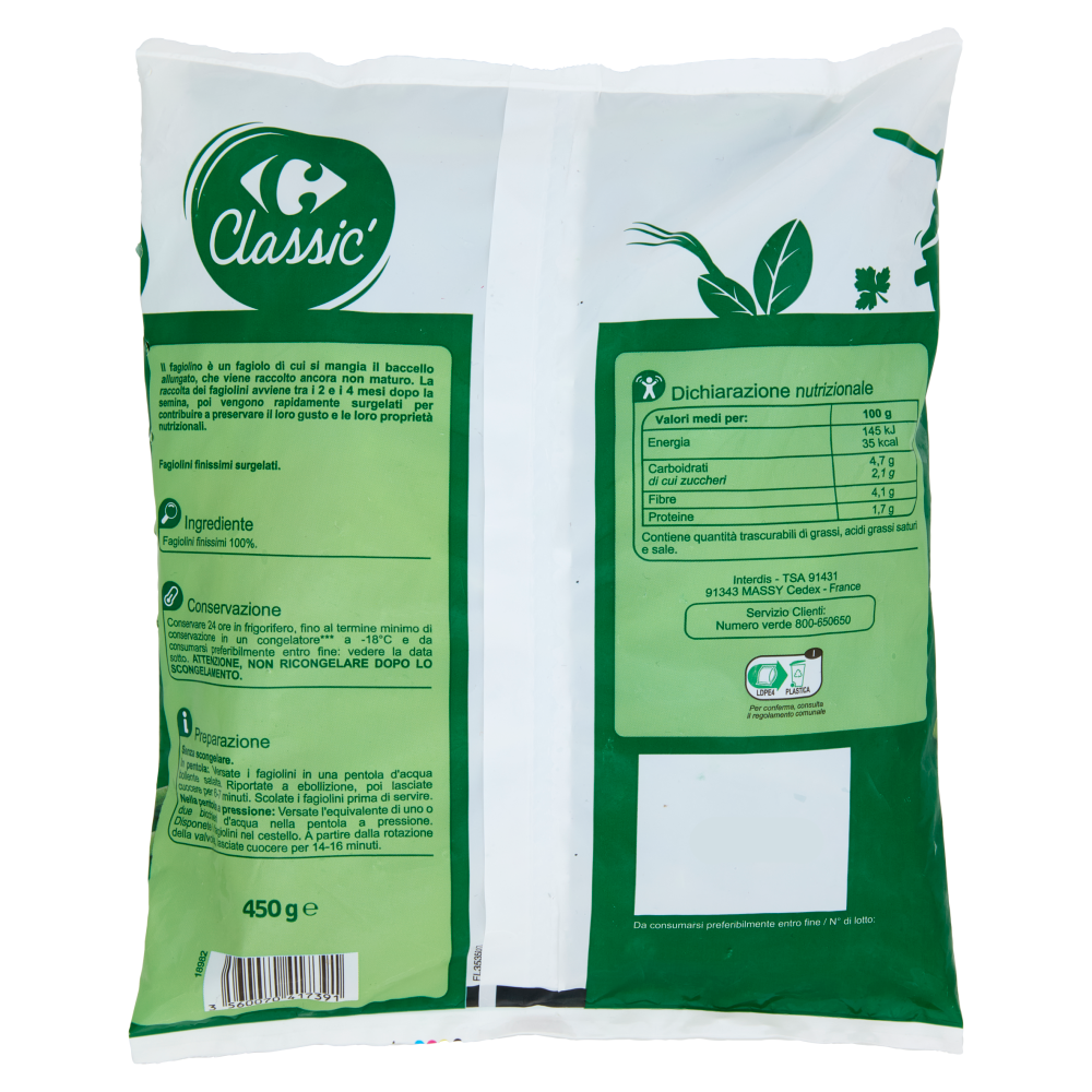 Carrefour Classic Fagiolini Finissimi Surgelato 450 g