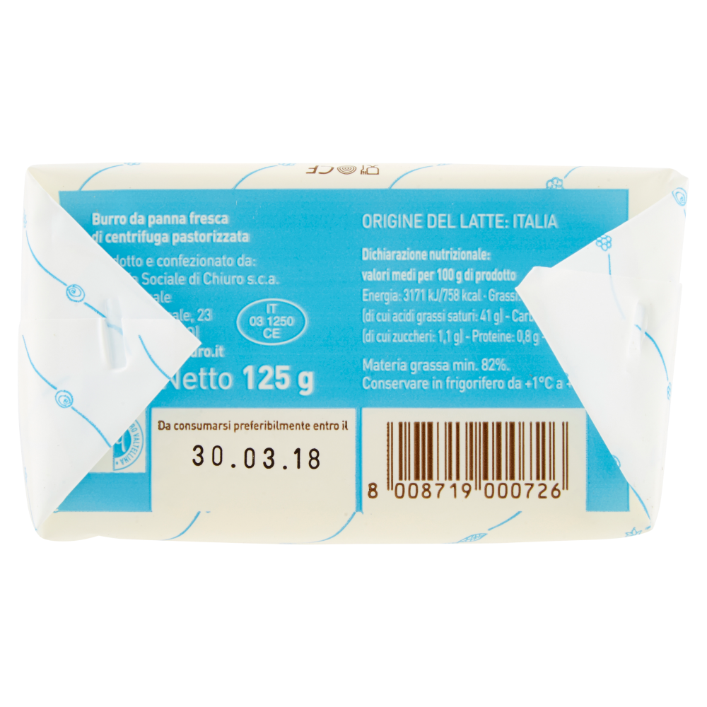 Latteria Sociale Cooperativa Chiuro Burro Valtellina 125 g