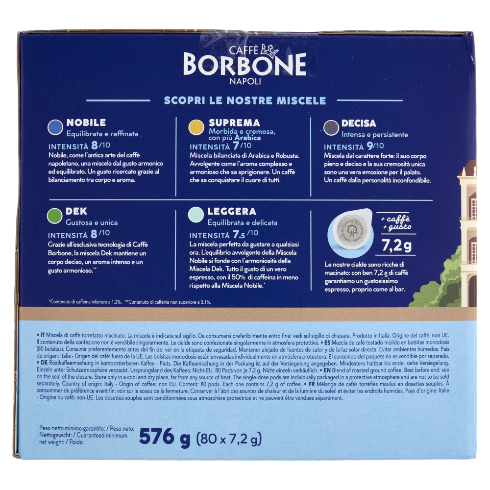 Caff&egrave; Borbone Miscela Nobile Cialde Compostabili 80 x 7,2 g